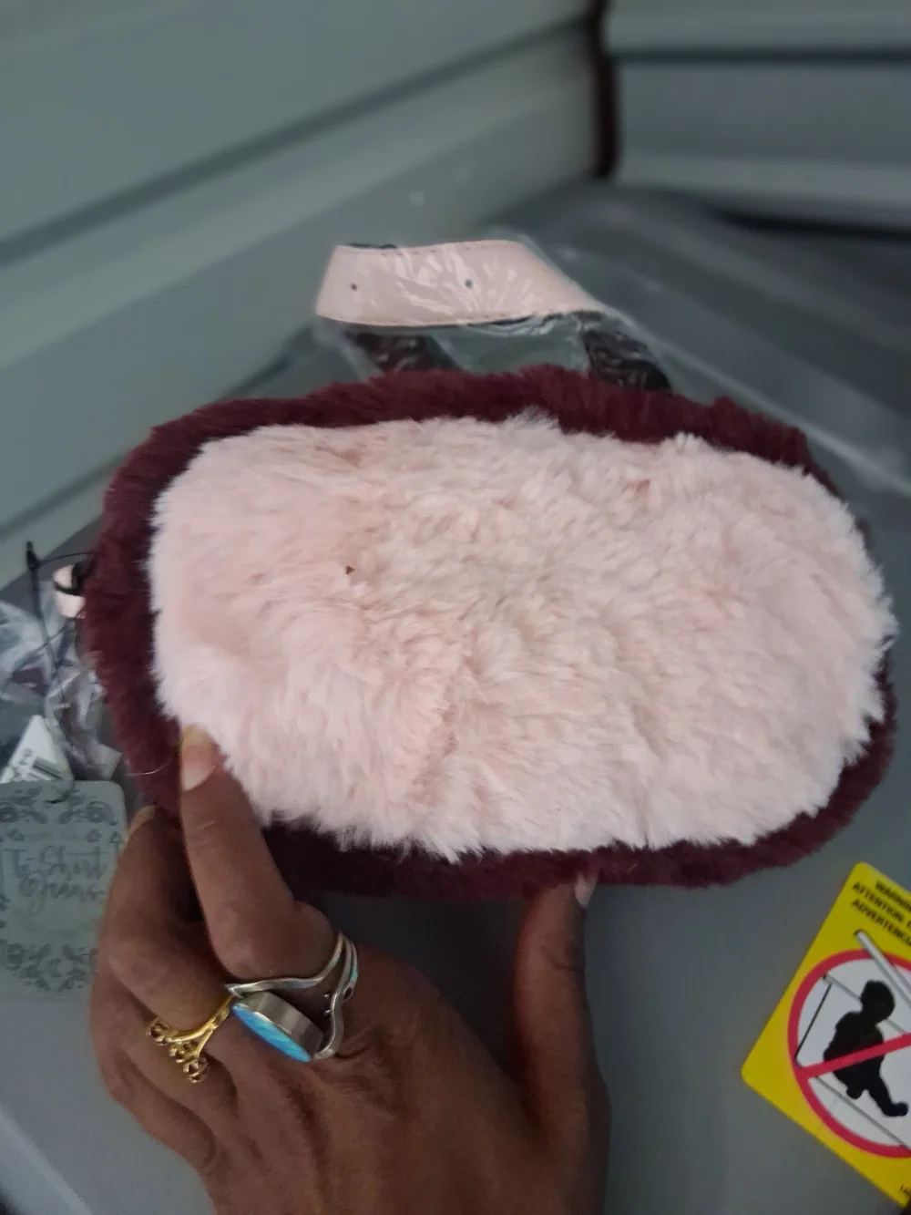 Fanny Pack  Fuzzy Pink and Burgundy Handbag